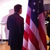 Governor John Kasich waits for his turn to speak.  He said Ohio could not afford to lose another major tech firm headquarters the way it lost the home offices of National Cash Register to an incentive program offered by the state of Georgia