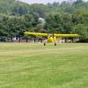 Bob Taylor of Wadsworth lands his Piper Cub at Beach City Airport. He tagged along with Murray and Siwik in his own plane for one day of the trip.