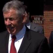 Cuyahoga County Prosecutor Tim McGinty and Attorney General Mike DeWine announcing the raids.