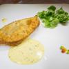 Aaron Hervey's leg of lamb, chevre, fingerling potato and shallot empanada; black truffle aioli; mache