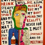 An artist depicts the slow decay of alcoholism. Drug and alcohol addiction effect more than 1.4 American teens.  Researchers in Northeast Ohio show that helping others and a growing sense of spirituality are important steps in overcoming addiction.