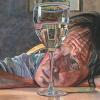 The alcoholic is powerless against the drink in this painting by an artist in recovery.  