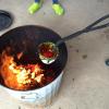 Smoking red hot tea bowl