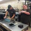 Once the snack packs are sealed in biodegradable bags, they are sent to the Blick Clinic in Akron where handicapped workers put on the labels.
